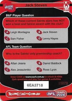 2014 Team Zone AFL Team - Best & Fairest Quiz (Herald Sun) #15 Jack Steven Back